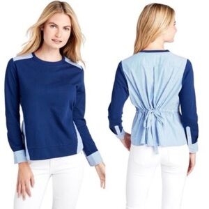 NEW Vineyard Vines Blue Striped Mixed Media Top Sweater